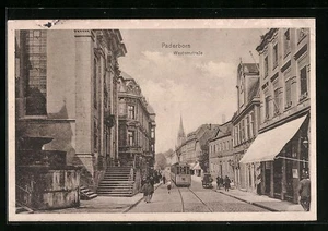 Paderborn, Ansichtskarte, Westernstrasse mit Geschäften und Strassenbahn 1916 - Picture 1 of 2