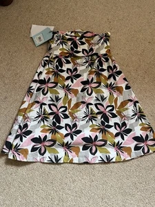 Weird Fish Organic Cotton Pull On Stretch Skirt White Multi Colour Size 8 New - Picture 1 of 4