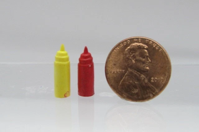 Casa de muñecas miniatura réplica botellas exprimibles de ketchup y mostaza IM65023 Foto 1 de 1