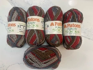 Patons Kroy Wool Blend Sock Yarn Lot of 5 Skeins Grey Brown Marl - Picture 1 of 5