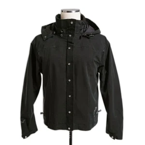 Marmot Women's Black Denim Pearl Snap Western Jacket Size L Full-Zip - Picture 1 of 10