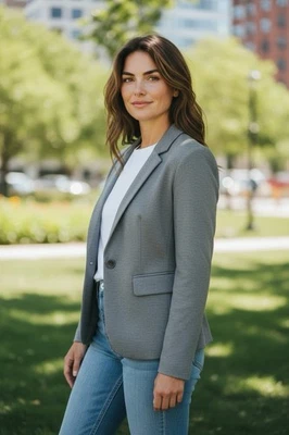 Blazer gris de dos botones The Limited para mujer talla 4 - Carrera - Ropa de trabajo Foto 1 de 4