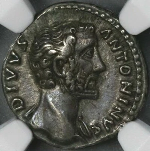 161 NGC XF Antonino Pío Imperio Romano Denario Altar Póstumo (21082701C) - Imagen 1 de 4