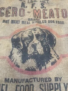 Rare Vintage Antique Kennel Dog Food Supply Burlap Bag. Fairfield Connecticut - Picture 1 of 11
