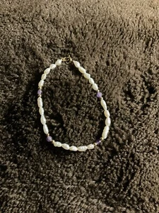 Genuine Freshwater Pearls with Amethyst stones Bracelet - Picture 1 of 2