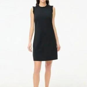 J. Crew Factory Mini Dress Ruffle Neck Black Suiting Career Office Feminine 12P - Picture 1 of 9