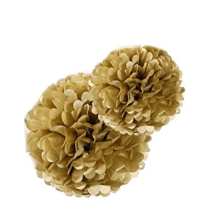 Lote 3 Papel Dorado Pañuelo Pom Pom Banquete Festival Boda Navidad 6”, 12” Foto 1 de 3