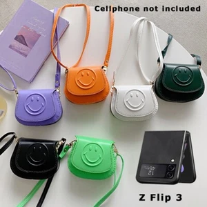 Portable Sophisticated Look Leather Case Bag Lanyard for Samsung Galaxy Z Flip 3 - Picture 1 of 20