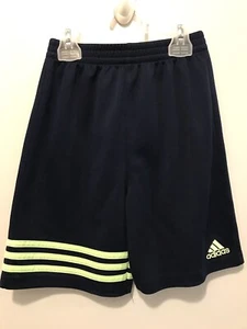 Adidas Kids Navy Blue Shorts w/yellow 3 Stripes Size 6 - Picture 1 of 5