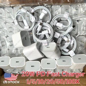 Wholesale 20W Power Cube USB Type-C Fast Charger PD Cable For iPhone 14 13 12 11 - Picture 1 of 16