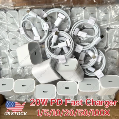 Wholesale 20W Power Cube USB Type-C Fast Charger PD Cable For iPhone 14 13 12 11 - Image 1 of 4