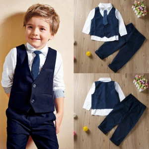 Kid Baby Boys Shirts Suit Vest Pants Trousers Gentleman Outfits Wedding Clothes - Picture 1 of 10