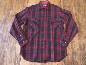 Vintage Shelter Bay/ ARROW L/S WOOL Plaid Grunge Flannel Buttonfront Shirt Sz M - Picture 1 of 8
