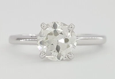 Помолвочное кольцо старой европейской огранки с одним бриллиантом 1,06 карата белое золото 14 карат - Изображение 1 из 4