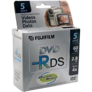 New Fujifilm Media 25302910 Mini DVD-R Camcorder 2.8GB 60Min Double Sided 5 Disc