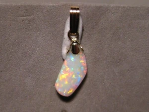 Multi Colored Opal Pendant  -  Solid Australian Opal - 14k Yellow Gold - Picture 1 of 10