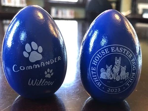 BIDEN WHITE HOUSE 2023 EASTER BLUE EGG PRESIDENT DOG + CAT RABBIT DEMOCRAT RARE - Picture 1 of 13