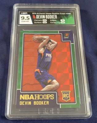 2015 Panini Hoops Devin Booker Green ROOKIE CARD - GEM MINT HGA 9.5 HIGH SUBS - Image 1 of 2