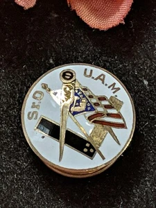 Vtg Sr. O.U.A.M Knights Of Labor Gold Inlay Cloisonne Screw Post Insignia Button - Picture 1 of 15