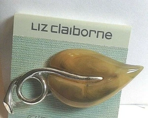 Liz Claiborne Green Leaf Pin Brooch Vintage - Picture 1 of 2