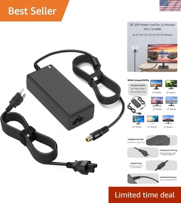 Cable de alimentación universal de 19V para monitores LG 19" a 32" - Protección contra cortocircuitos Foto 1 de 4