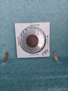 EINGEFASST 1901 INDISCHER CENT PITTSBURG PENNSYLVANIA BANK FÜR SPAREN FLINKER PFENNIG - Bild 1 von 9