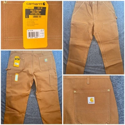 Pantalones utilitarios de trabajo Carhartt para hombre holgados firmes pato doble frente talla 42x30 NUEVO Foto 1 de 4