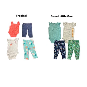 Carter's Baby Girls 4 Piece Short Sleeve Bodysuit & Legging Set - Picture 1 of 3
