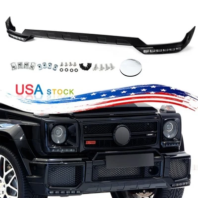 Glossy Black Front Bumper Splitter Lip W/ LED Fit Mercedes-Benz W463 G63 1990-18 Foto 1 de 4
