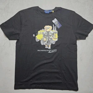 Polo Ralph Lauren Polo Bear Graphic T-Shirt Black Size M Men’s Yellow Defender - Picture 1 of 18