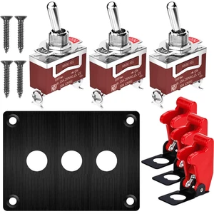 3 Gang Metal Panel Rocker Toggle Switch, 15A 250VAC/20A 12VDC, SPST 2 Position 2 - Picture 1 of 12