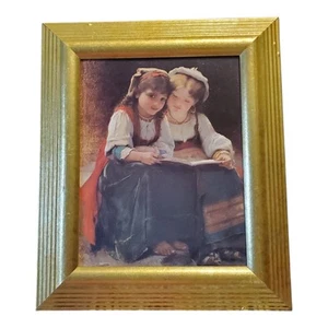 "Eine interessante Geschichte" von Leon Jean Basile Perrault Druck in Gold 13" x 11"... - Bild 1 von 10