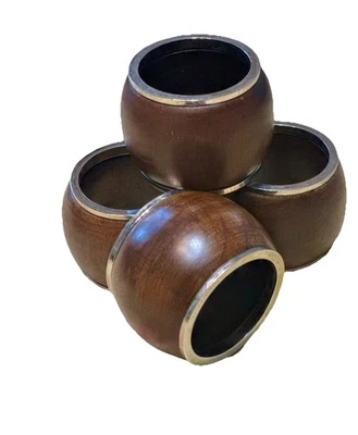 Набор из 4 никелевых колец для салфеток Williams-Sonoma Mango Wood & Trimmed в коробке - Изображение 1 из 4