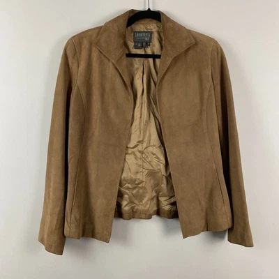 Jaqueta de couro Lafayette 148 camurça tamanho 8 marrom acastanhado aberta - Imagem 1 de 4