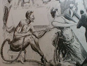 Beginning of Lent Temptation 1887 Devils Tug of War w Church - Picture 1 of 10