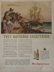 1944 vintage Budweiser print ad. They Rationed Everything - Imagen 1 de 1
