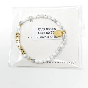 Little Words Project SHE HER PRONOUNS Bracelet White Stretch NWT - Picture 1 of 4