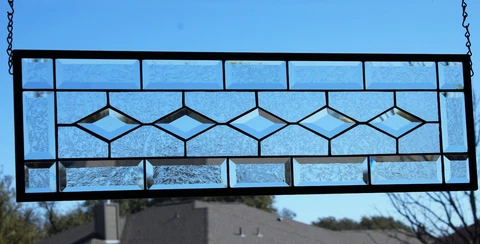 Clear Beveled Stained Glass Panel, Window HMD-US-≈28 5/8" X  8 5/8" Cover