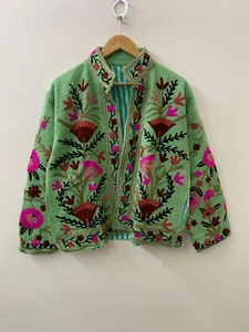 Handmade Suzani Floral TNT Jacket Indian Embroidered Winter Coat Gift for Her - Picture 1 of 4