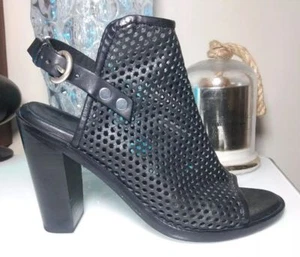 Rag & Bone wyatt perforated Black leather Open Toe sandals 36.5 Made in Italy! - Picture 1 of 12