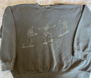 Project Social T Urban Outfitters Gray L/XL Sweatshirt Skeleton Skateboard - Picture 1 of 5