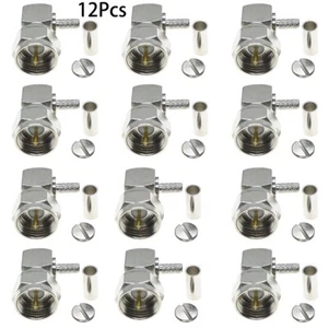 12X F male Crimp RF Connector Right Angle RG179 RG316 RG174 coaxial Cable 75ohm - Picture 1 of 4
