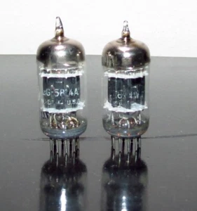 RARE Matched Pair GE JG-5814/12au7/ECC82 Black Plates Triple Mica tubes - 1954 - Picture 1 of 2