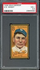 1911 T205 Gold Border Baseball Z.D. Wheat PSA 3.5