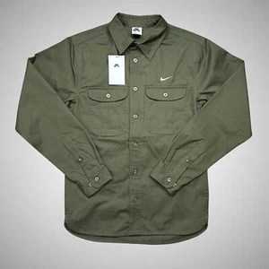 Nike SB DQ6287 Unisex Adult XS Olive Green Woven Skate L/S Button-Up Shirt $100 - Picture 1 of 7
