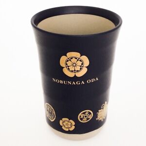 Japanese Pottery Beer Tea Cup Tumbler Black Samurai Nobunaga Oda Seto ware NEW