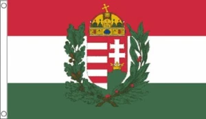HUNGARY FLAG with STATE CREST 5' x 3' Hungarian Coat of Arms Flags - Picture 1 of 1