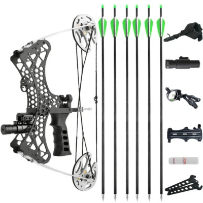 Archery 35lbs Mini Compound Bow Set Laser Sight Fishing Hunting - Image 1 of 4
