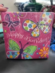 Butterfly Sparkle Luncheon Napkins Happy Birthday Event Spring Summer Rebirth - Picture 1 of 2