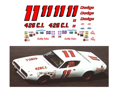 #11 Buddy Baker 1971 道奇充电器贴花 1/64 比例 AFX Tyco Lifelike Autoworld — 第 1/2 张图片